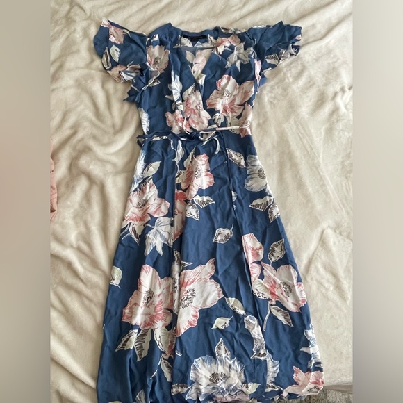 French Connection Dresses & Skirts - French connection Blue Maxi Dress with Pink & White Blooms